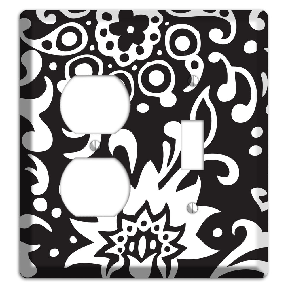Black with White Boteh Duplex / Toggle Wallplate