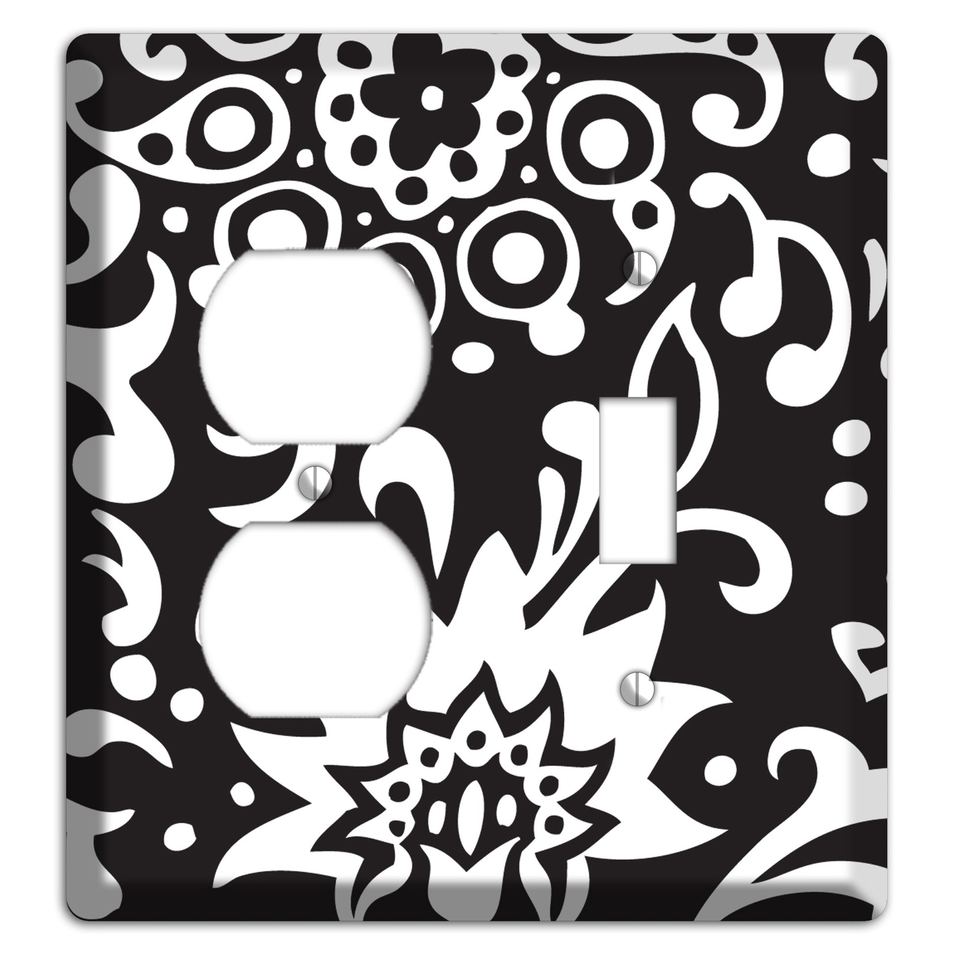 Black with White Boteh Duplex / Toggle Wallplate