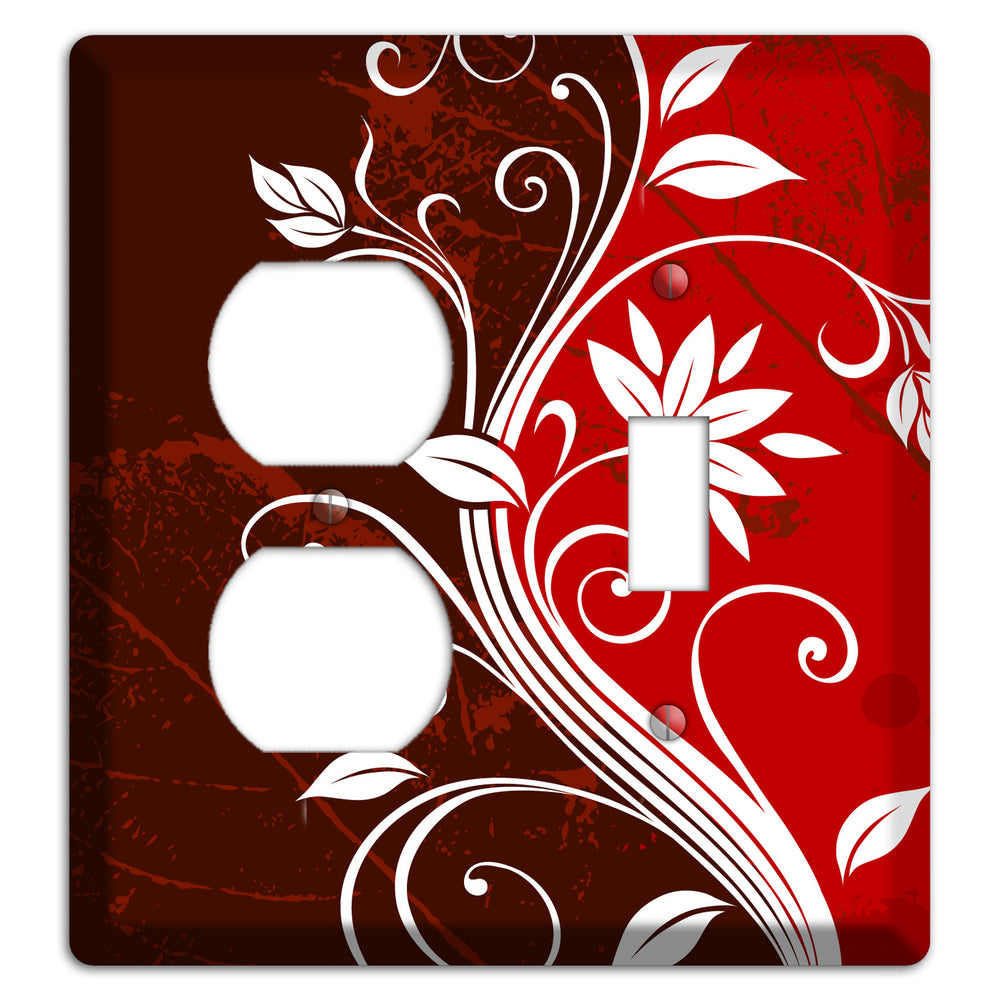 Burgundy and Red Deco Floral Duplex / Toggle Wallplate