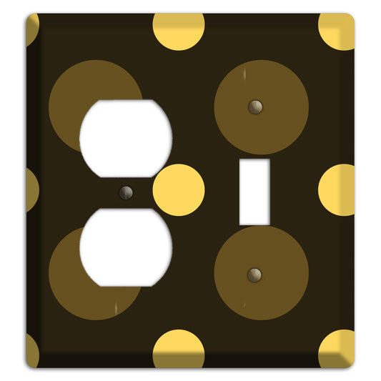 Brown with Brown and Yellow Multi Medium Polka Dots Duplex / Toggle Wallplate