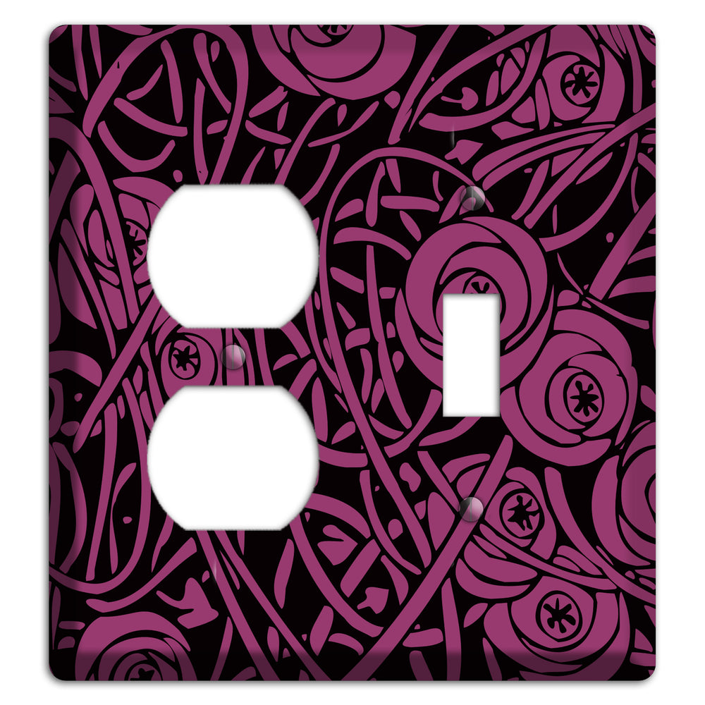 Fuschia Deco Floral Duplex / Toggle Wallplate