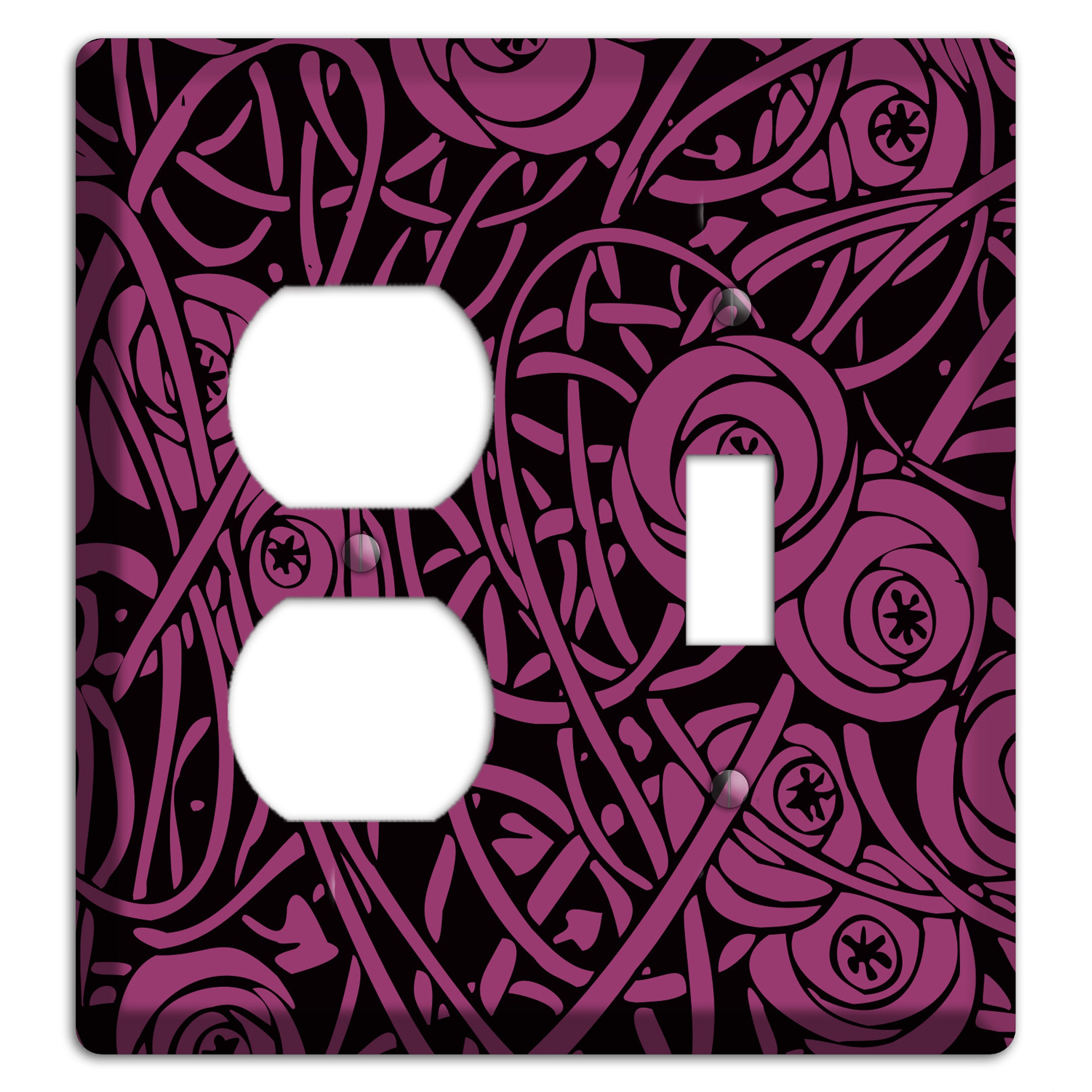 Fuschia Deco Floral Duplex / Toggle Wallplate