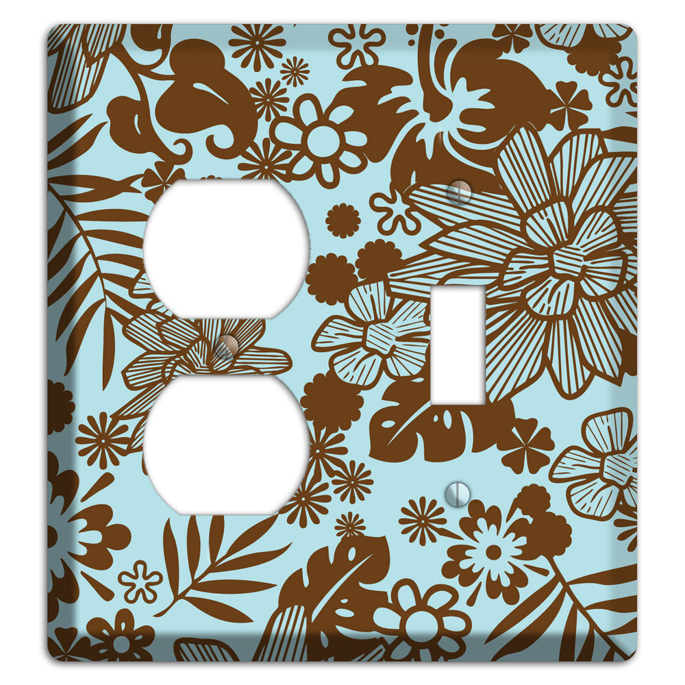 Blue and Brown Tropical Duplex / Toggle Wallplate