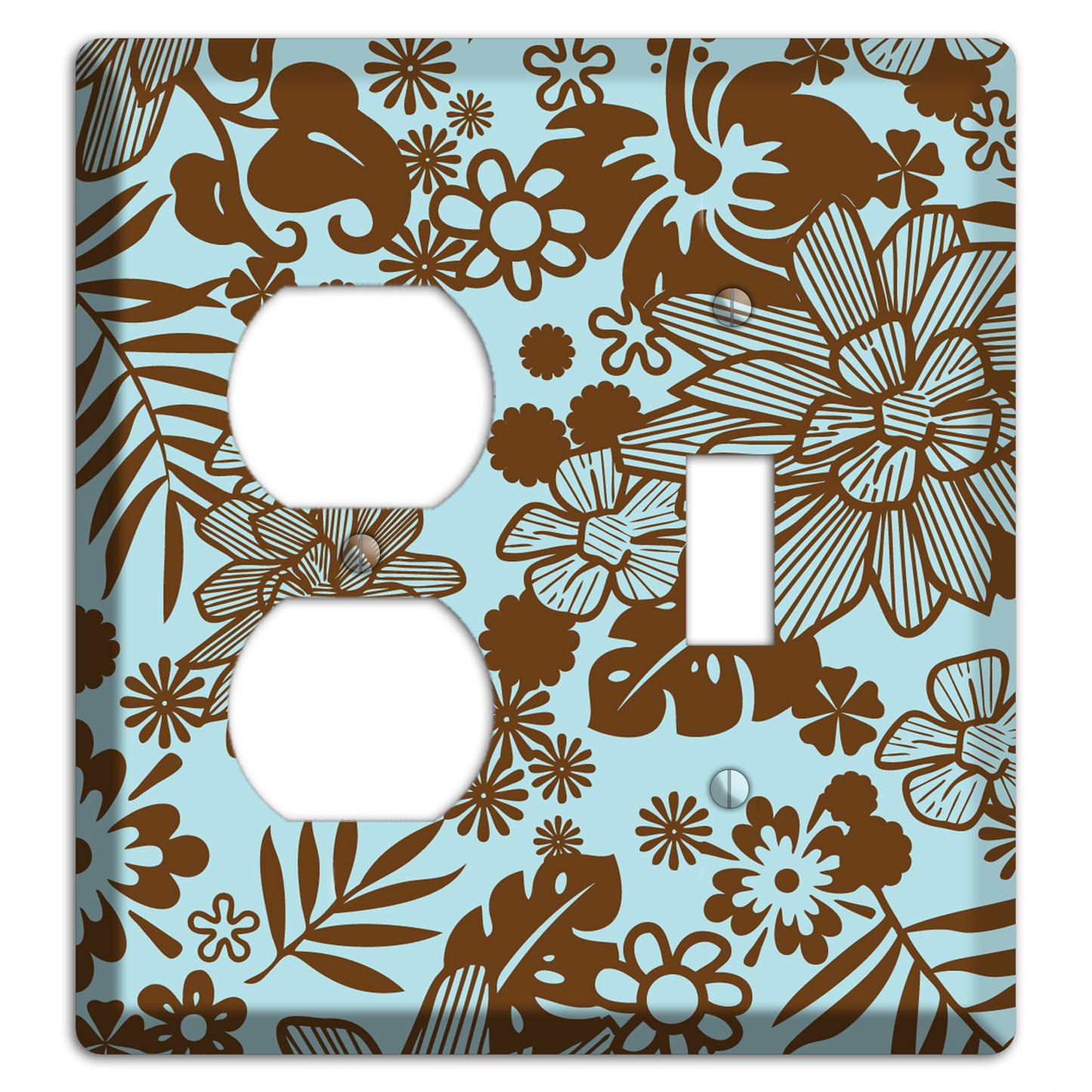 Blue and Brown Tropical Duplex / Toggle Wallplate