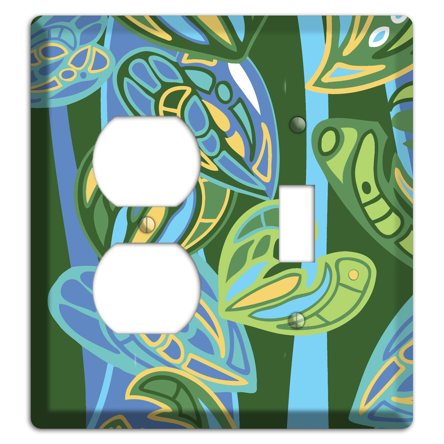Pacific Blue and Green Duplex / Toggle Wallplate