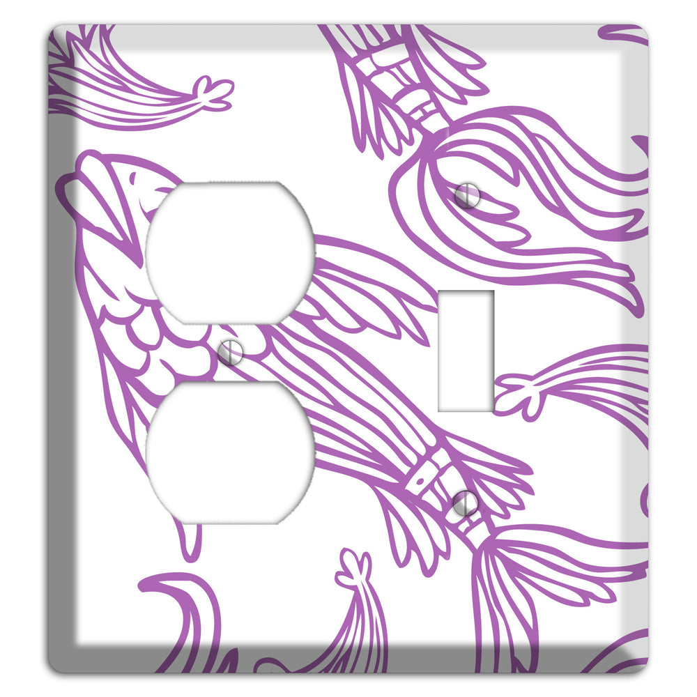 Purple and White Koi Duplex / Toggle Wallplate