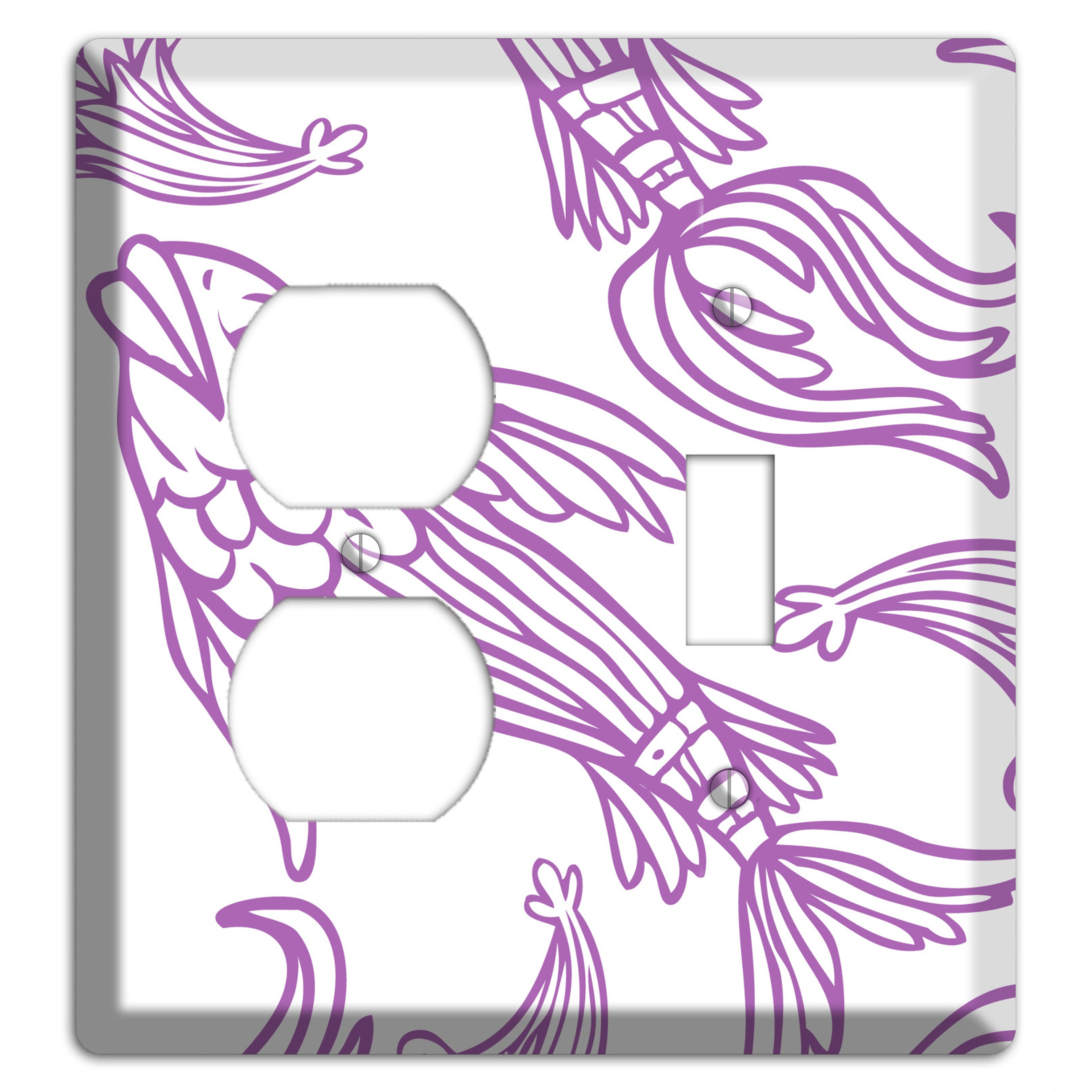 Purple and White Koi Duplex / Toggle Wallplate