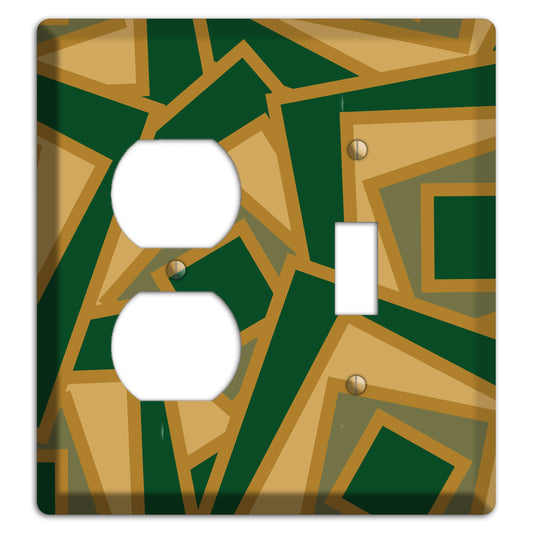 Green and Beige Retro Cubist Duplex / Toggle Wallplate