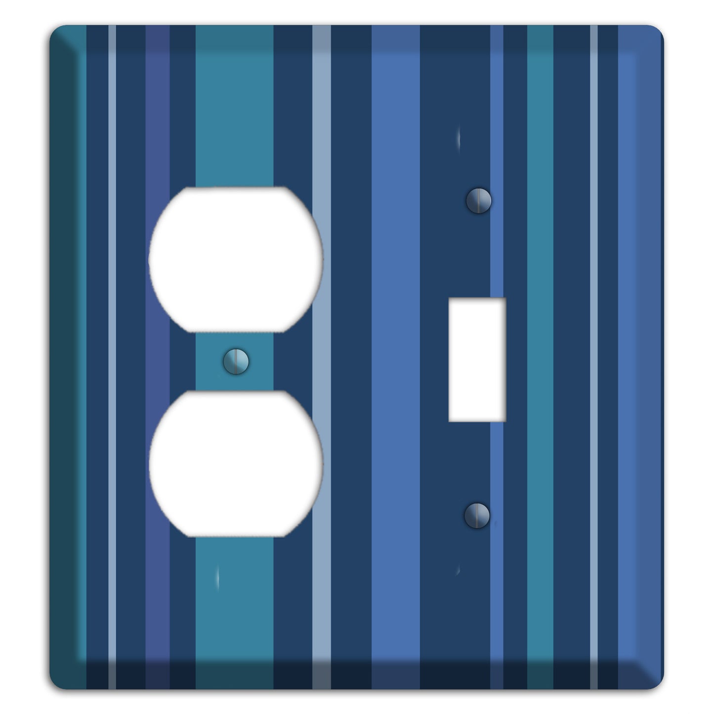 Multi Blue Vertical Stripes Duplex / Toggle Wallplate