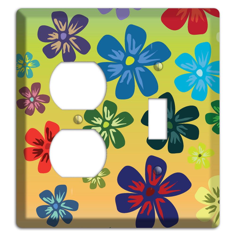 Black Flowers Duplex / Toggle Wallplate
