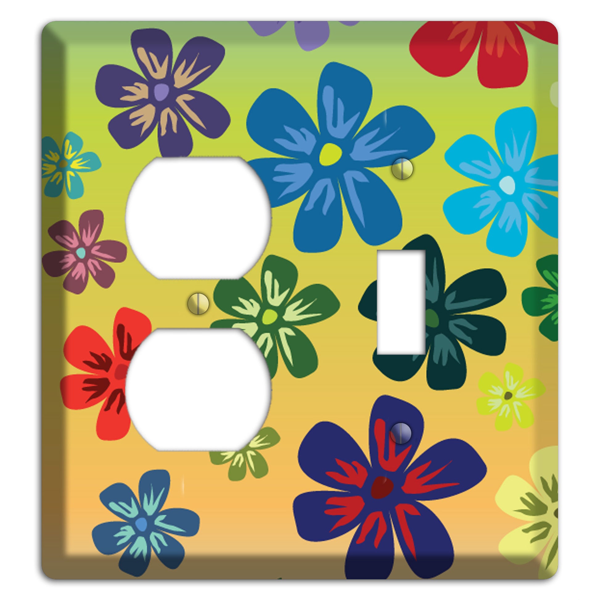 Black Flowers Duplex / Toggle Wallplate