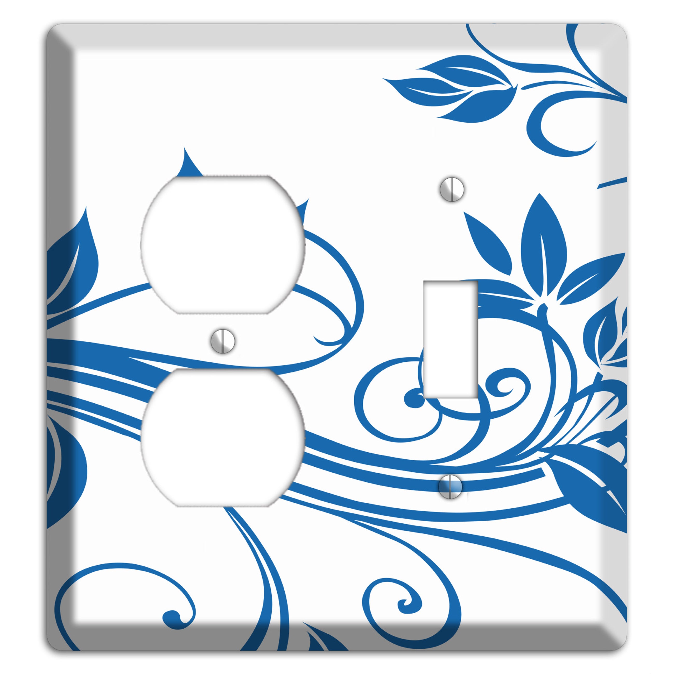 Black and White Sprig Duplex / Toggle Wallplate