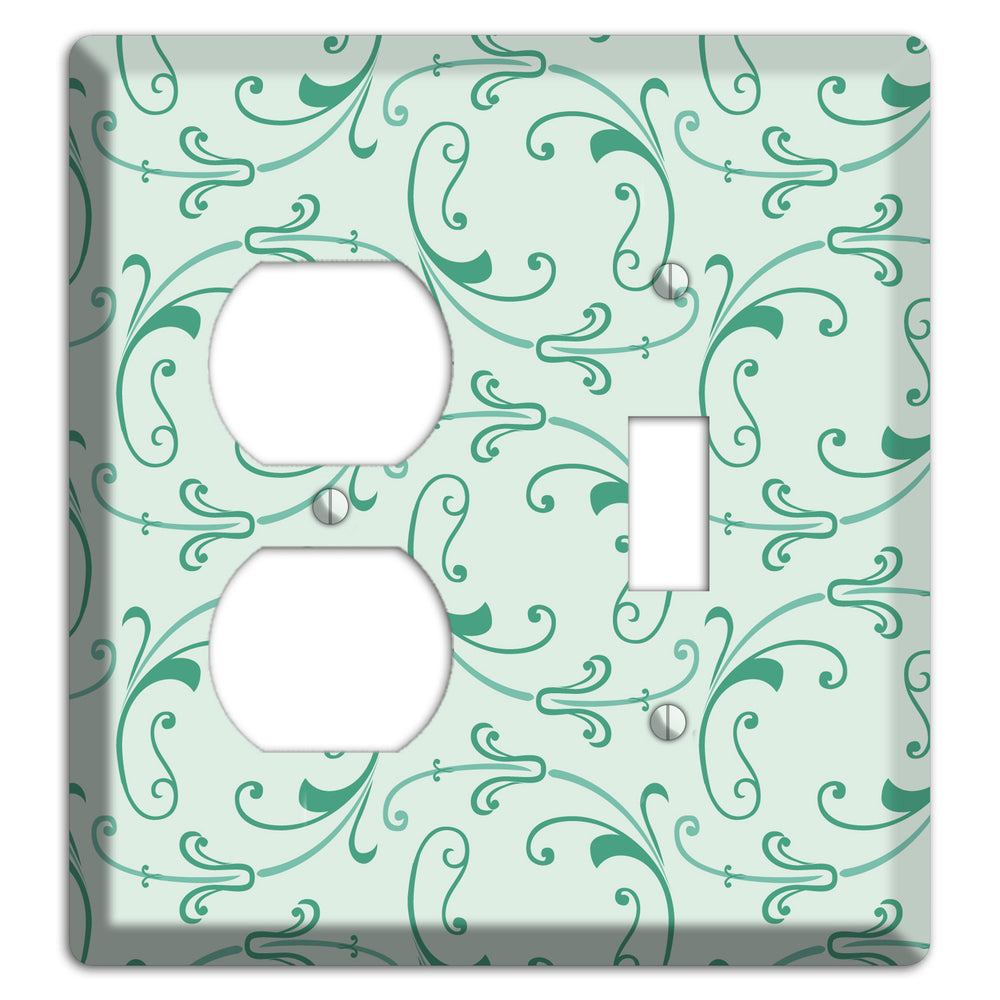 Aqua Victorian Sprig Duplex / Toggle Wallplate