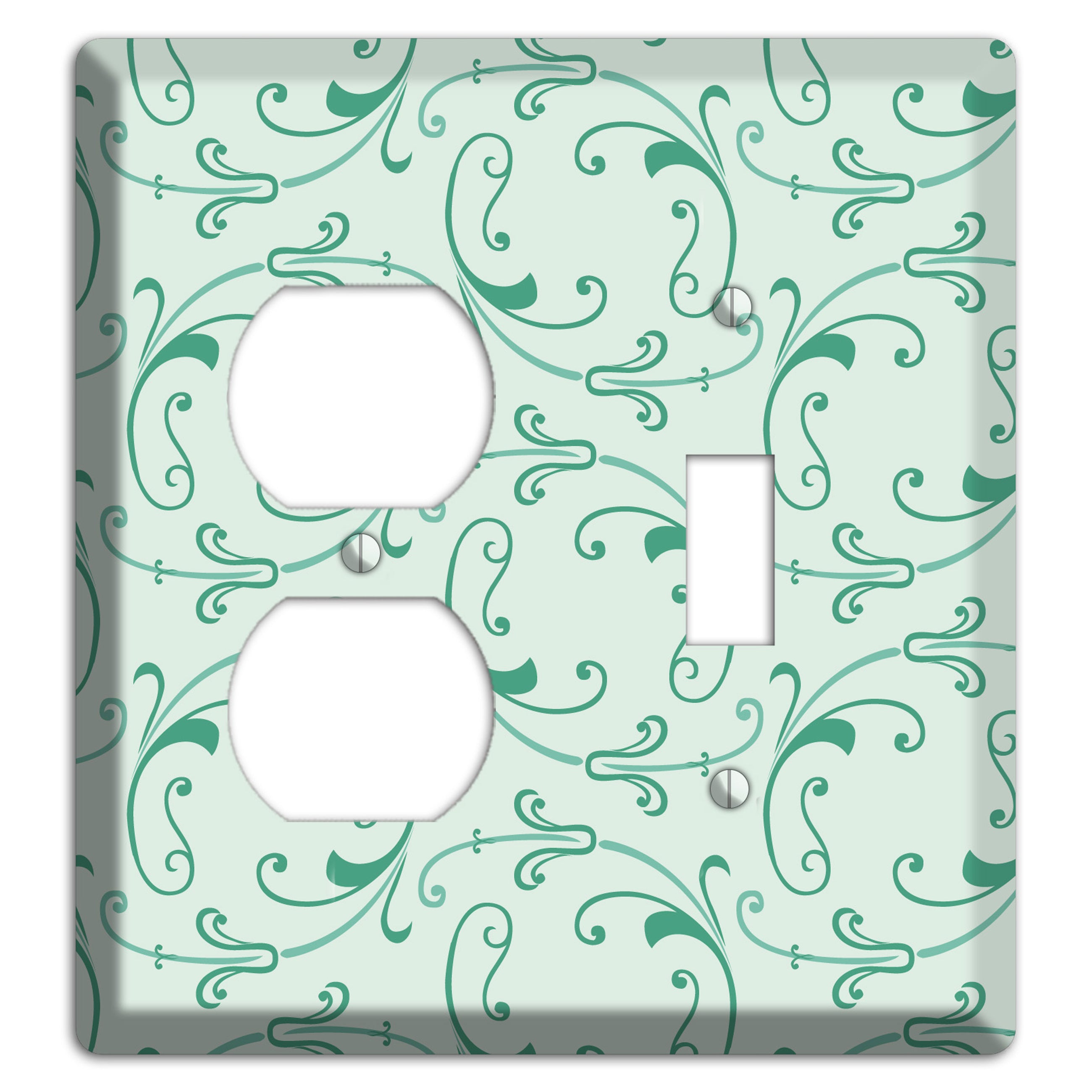 Aqua Victorian Sprig Duplex / Toggle Wallplate