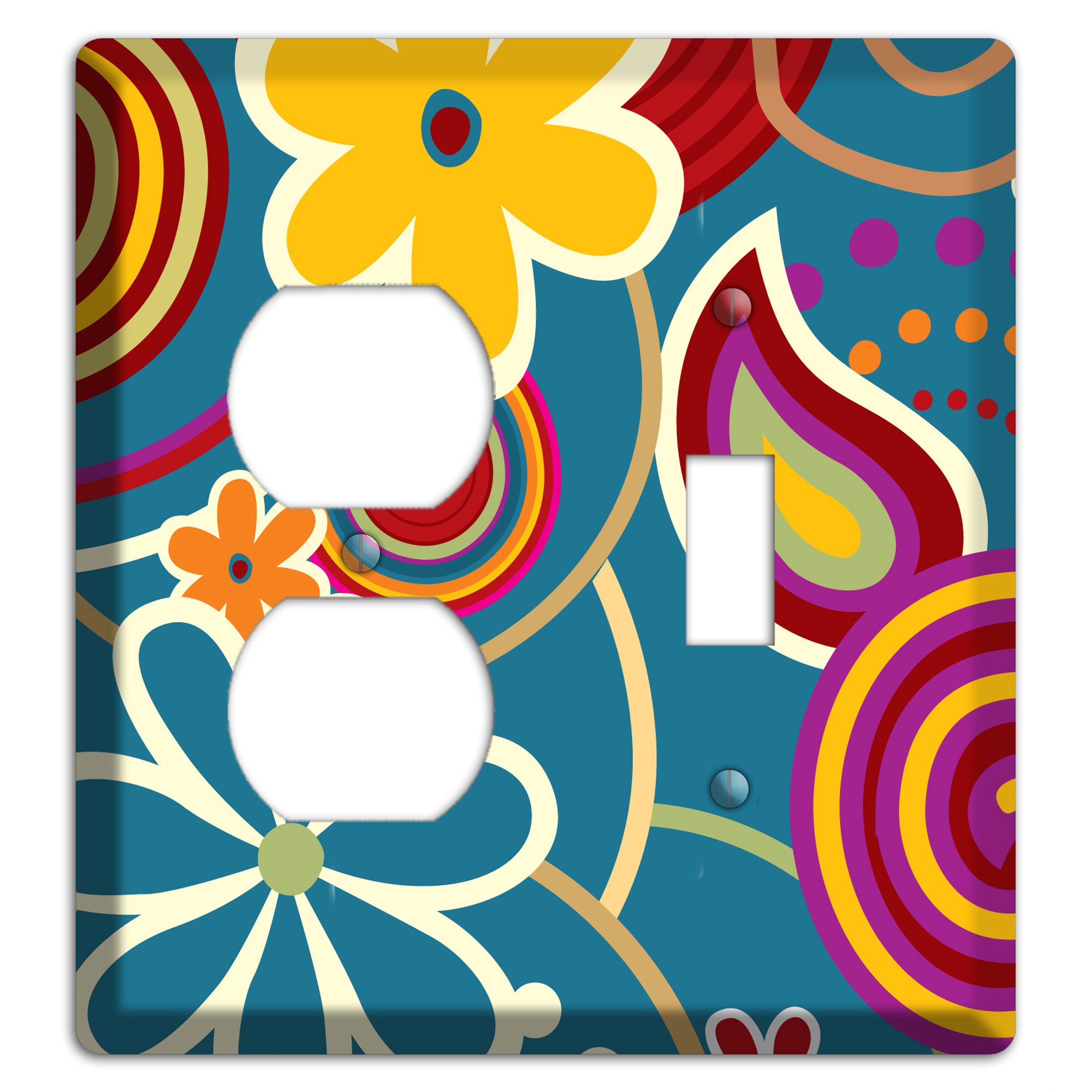 Bold Blue Flowers Duplex / Toggle Wallplate
