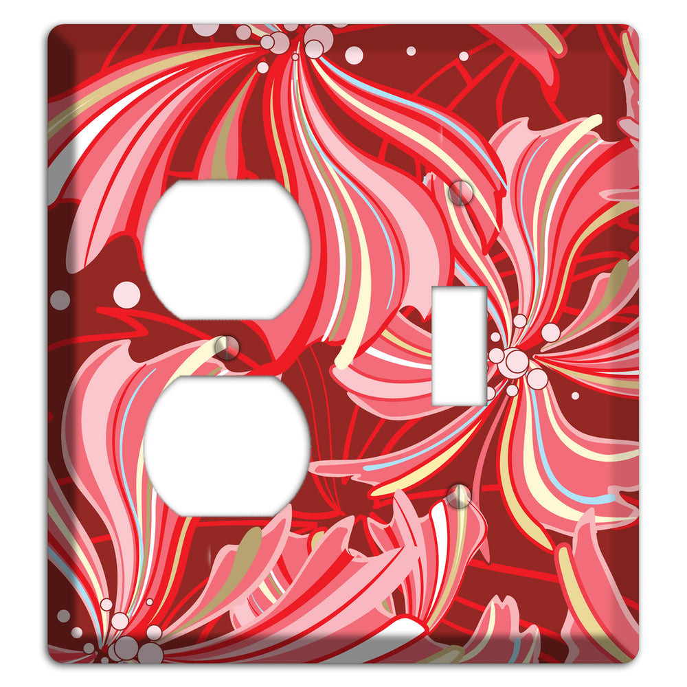 Red Deco Blossoms Duplex / Toggle Wallplate