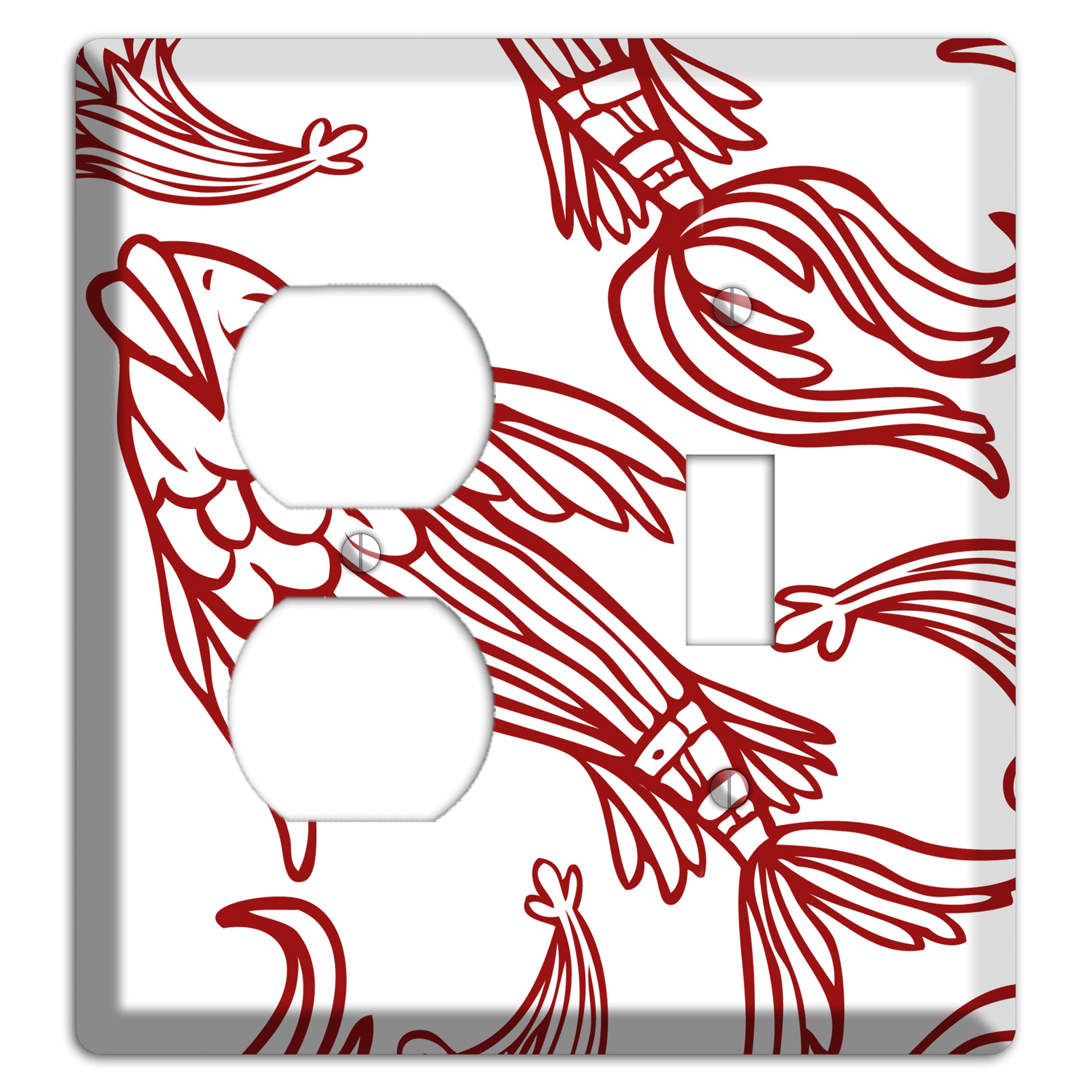Red and White Koi Duplex / Toggle Wallplate