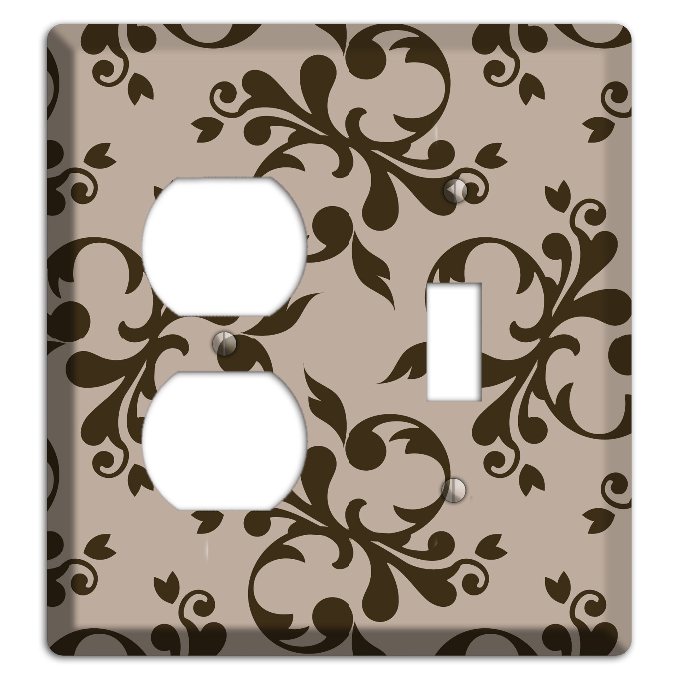 Beige Victorian Toile Duplex / Toggle Wallplate