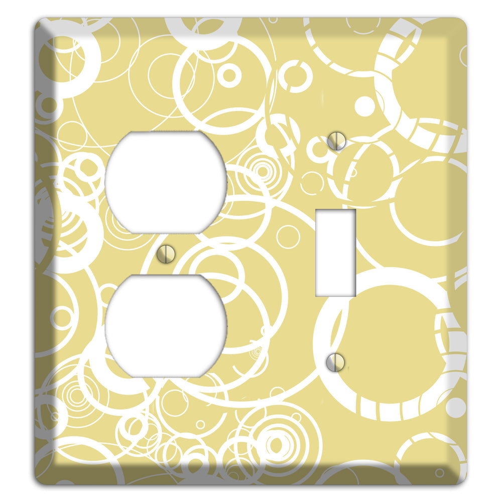 Beige with White Rings Duplex / Toggle Wallplate