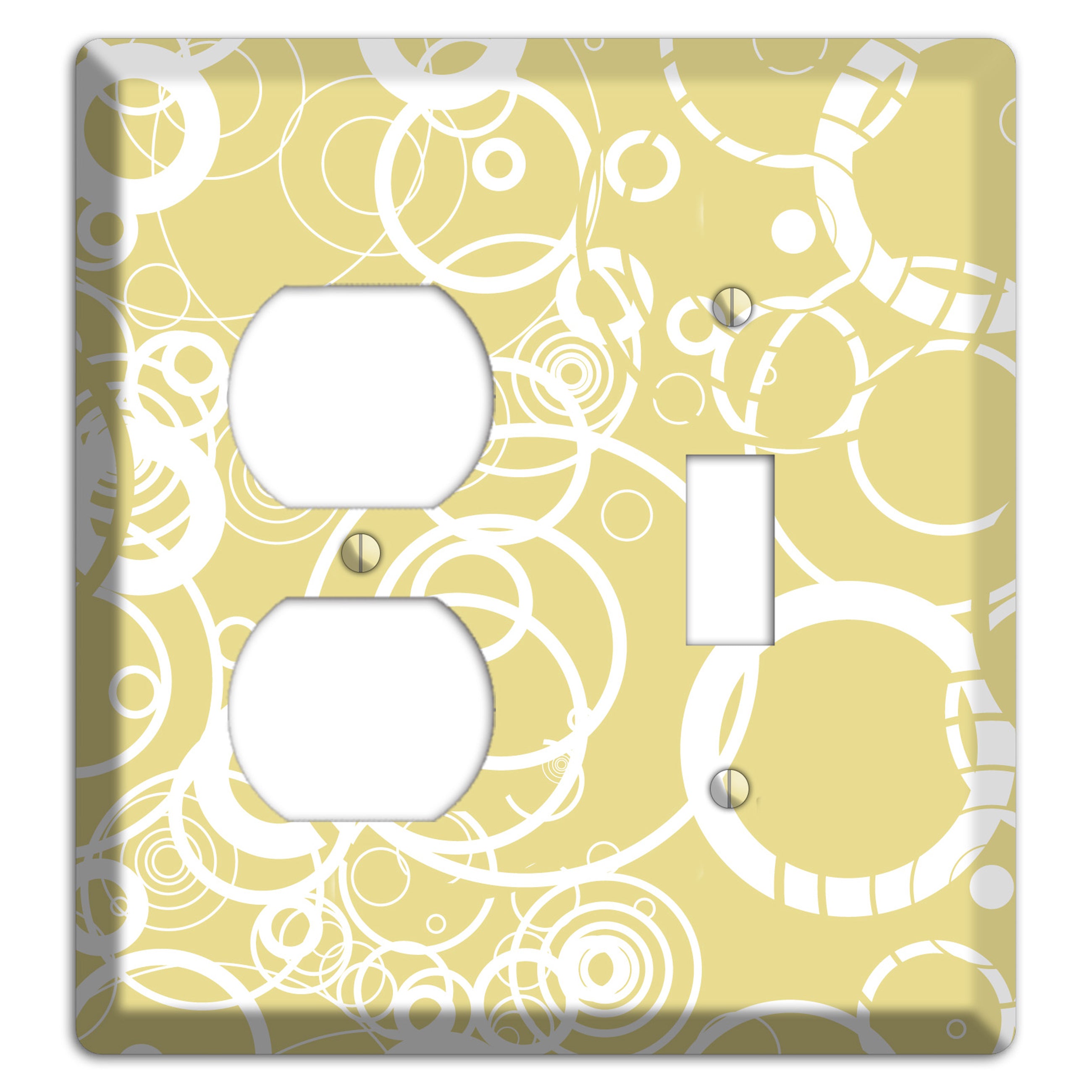 Beige with White Rings Duplex / Toggle Wallplate