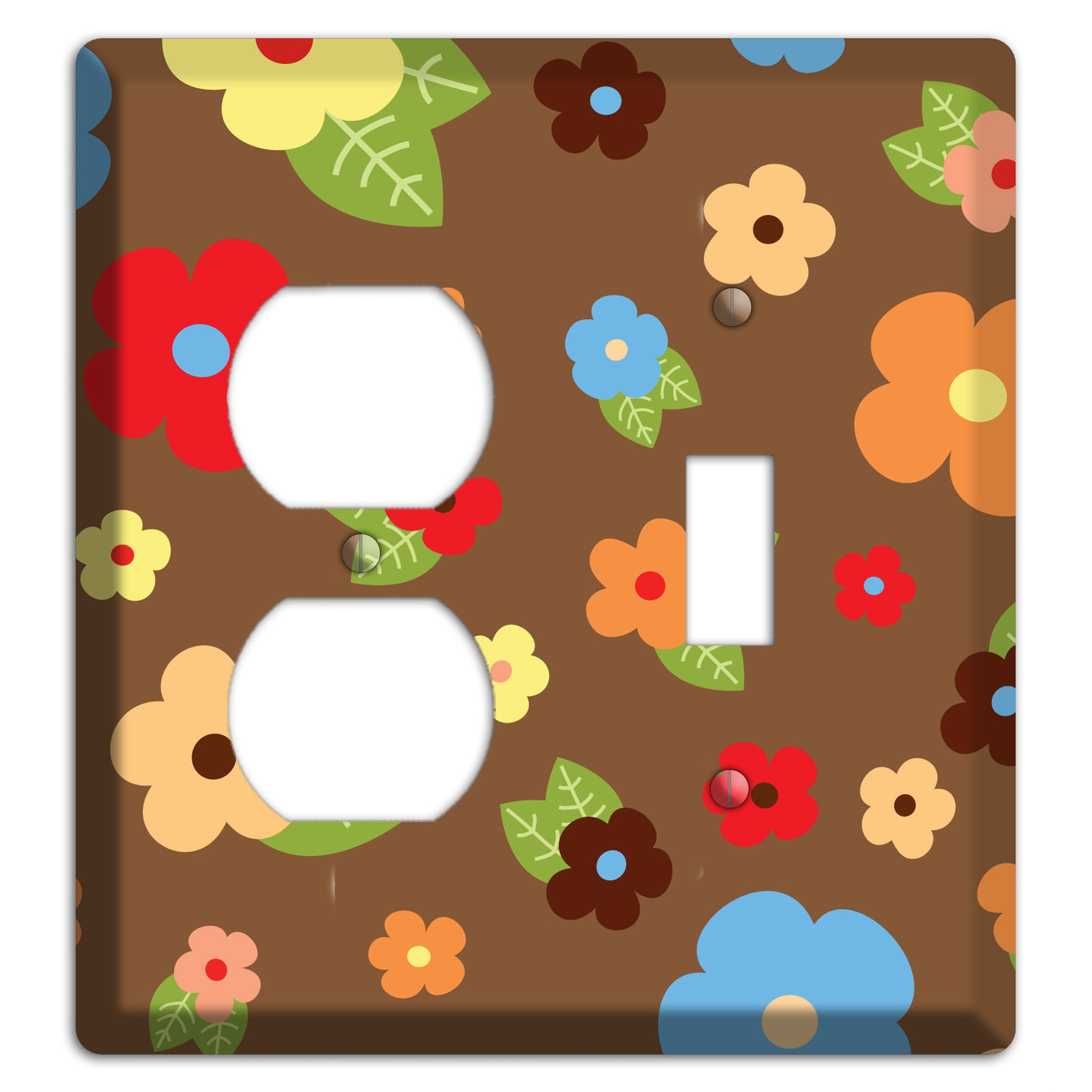 Brown Delicate Flowers Duplex / Toggle Wallplate
