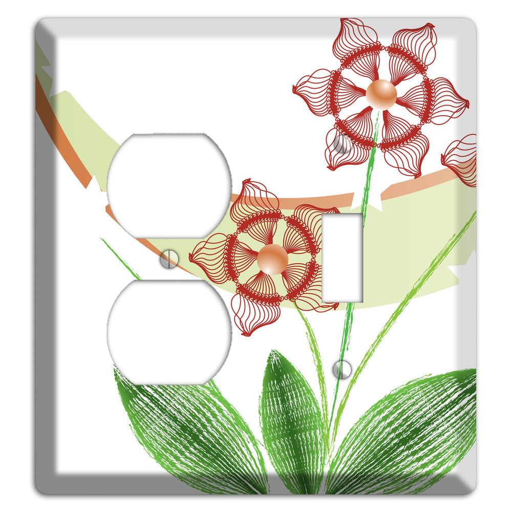 Green Abstract Flowers Duplex / Toggle Wallplate
