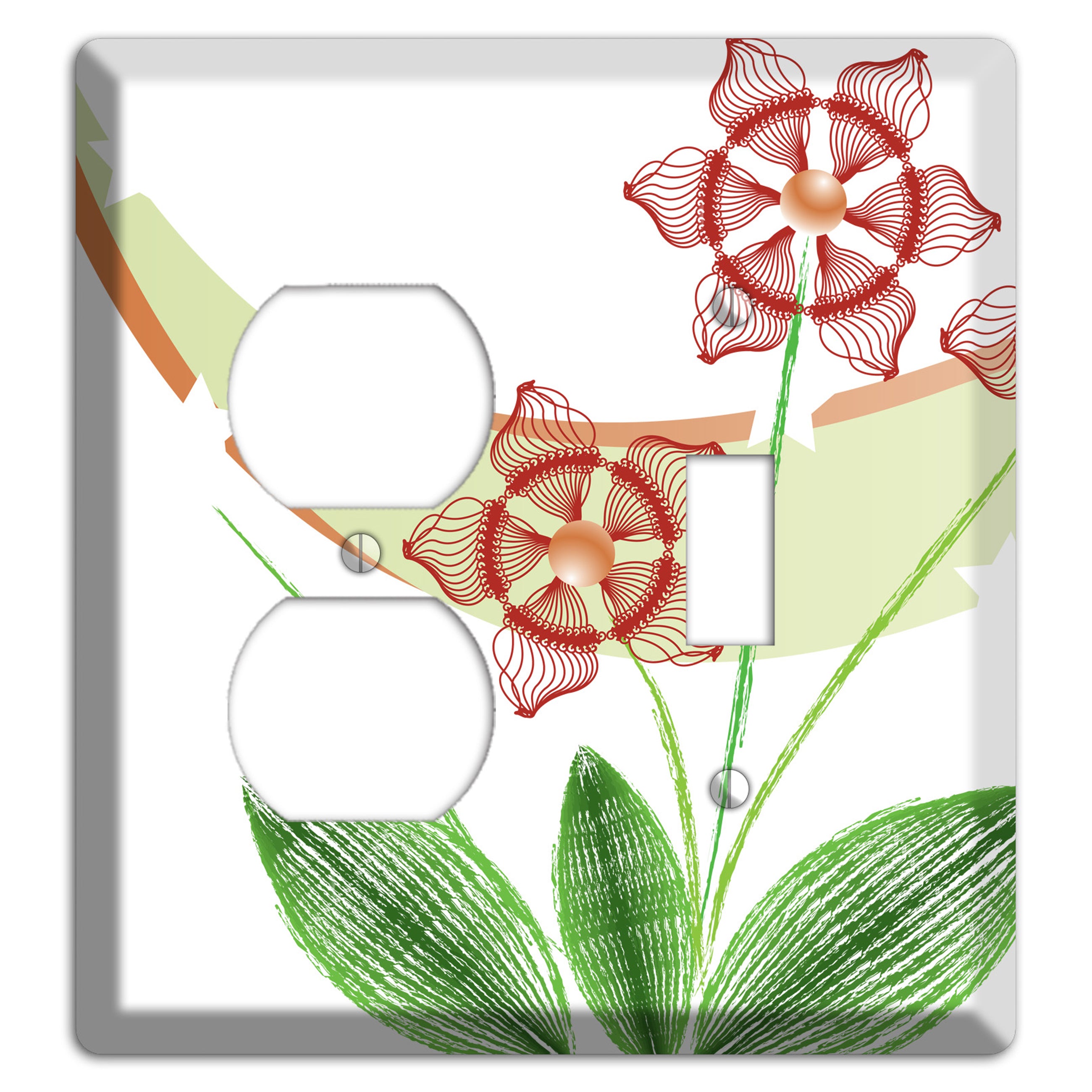 Green Abstract Flowers Duplex / Toggle Wallplate