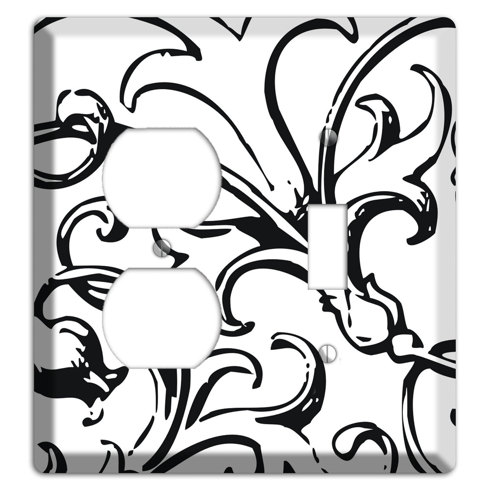 Victorian Black and White Duplex / Toggle Wallplate