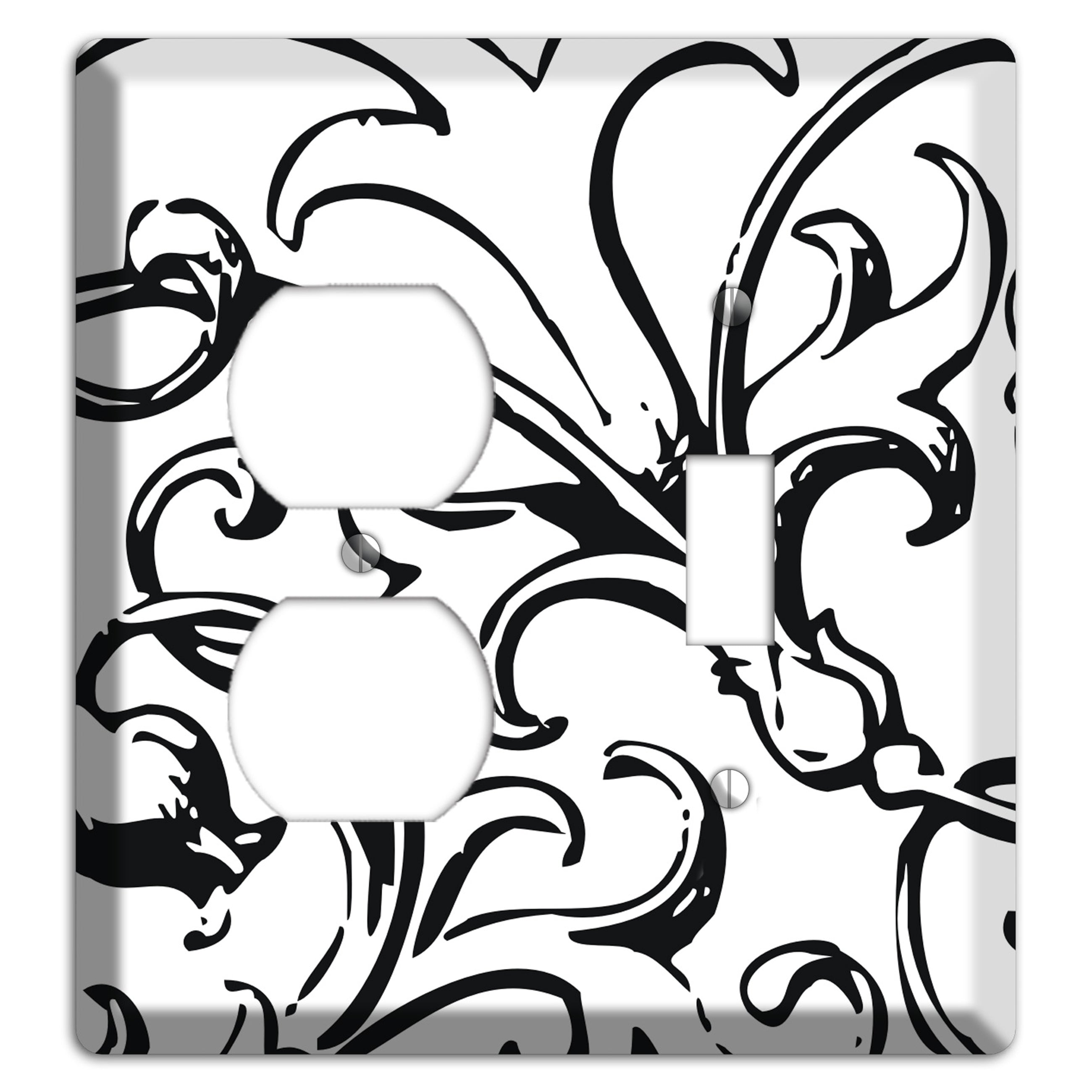Victorian Black and White Duplex / Toggle Wallplate