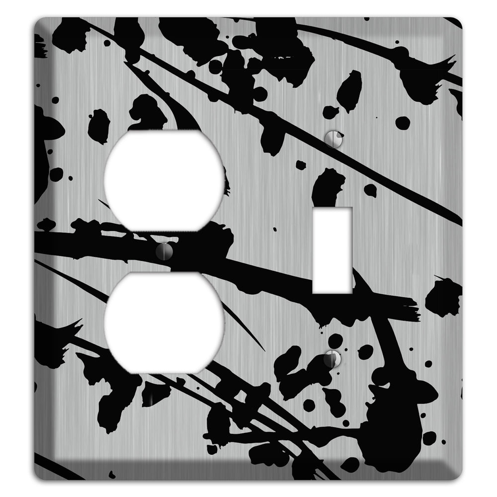 Ink Splash 6 Stainless Steel Duplex / Toggle Wallplate