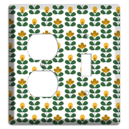 Multi Mustard Deco Floral Half Drop Duplex / Toggle Wallplate