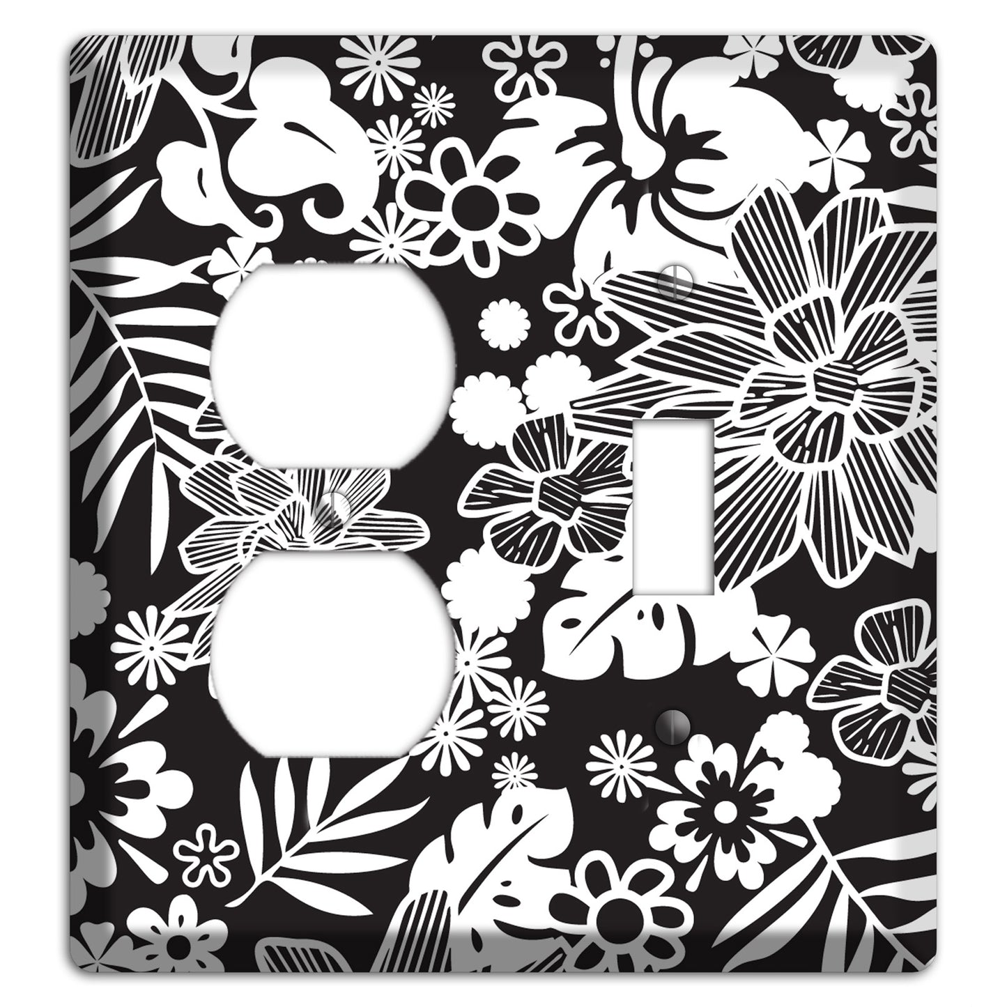 Black with White Tropical Duplex / Toggle Wallplate