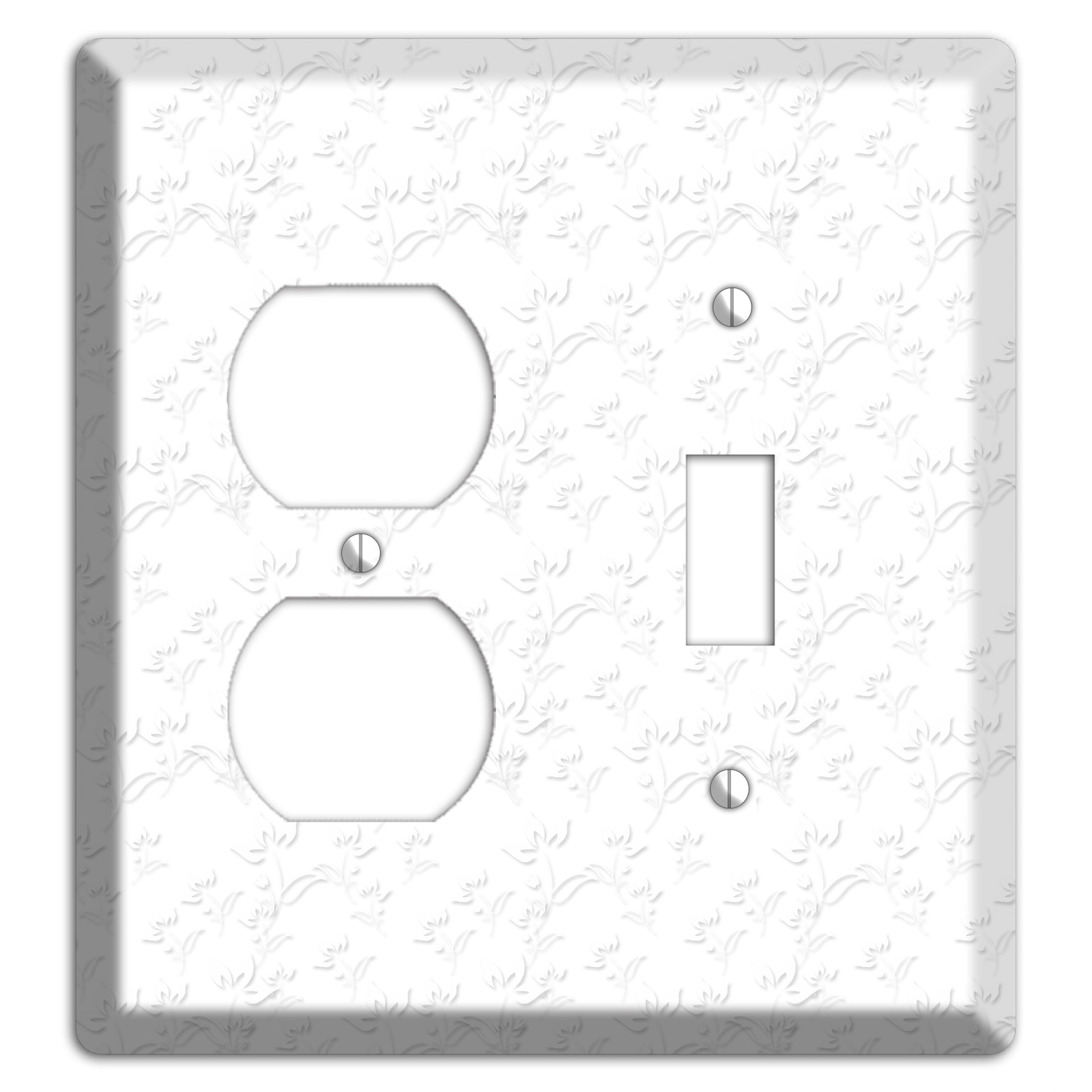 White with Grey Sprig Duplex / Toggle Wallplate