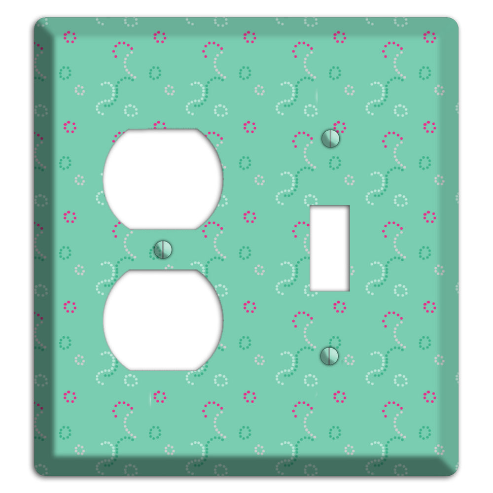 Multi Aqua with Fuschia Stipple Duplex / Toggle Wallplate