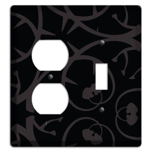 Black with Grey Abstract Swirl Duplex / Toggle Wallplate