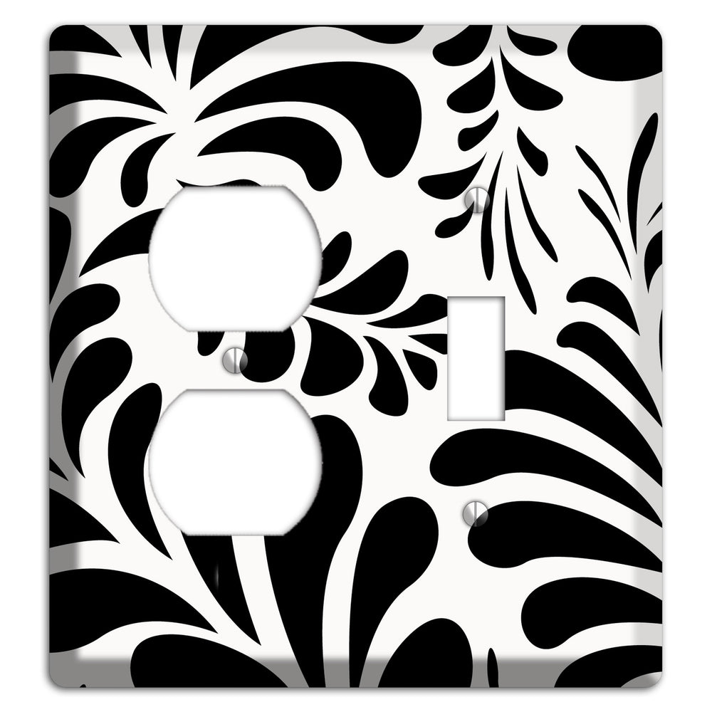 White with Black Herati Duplex / Toggle Wallplate