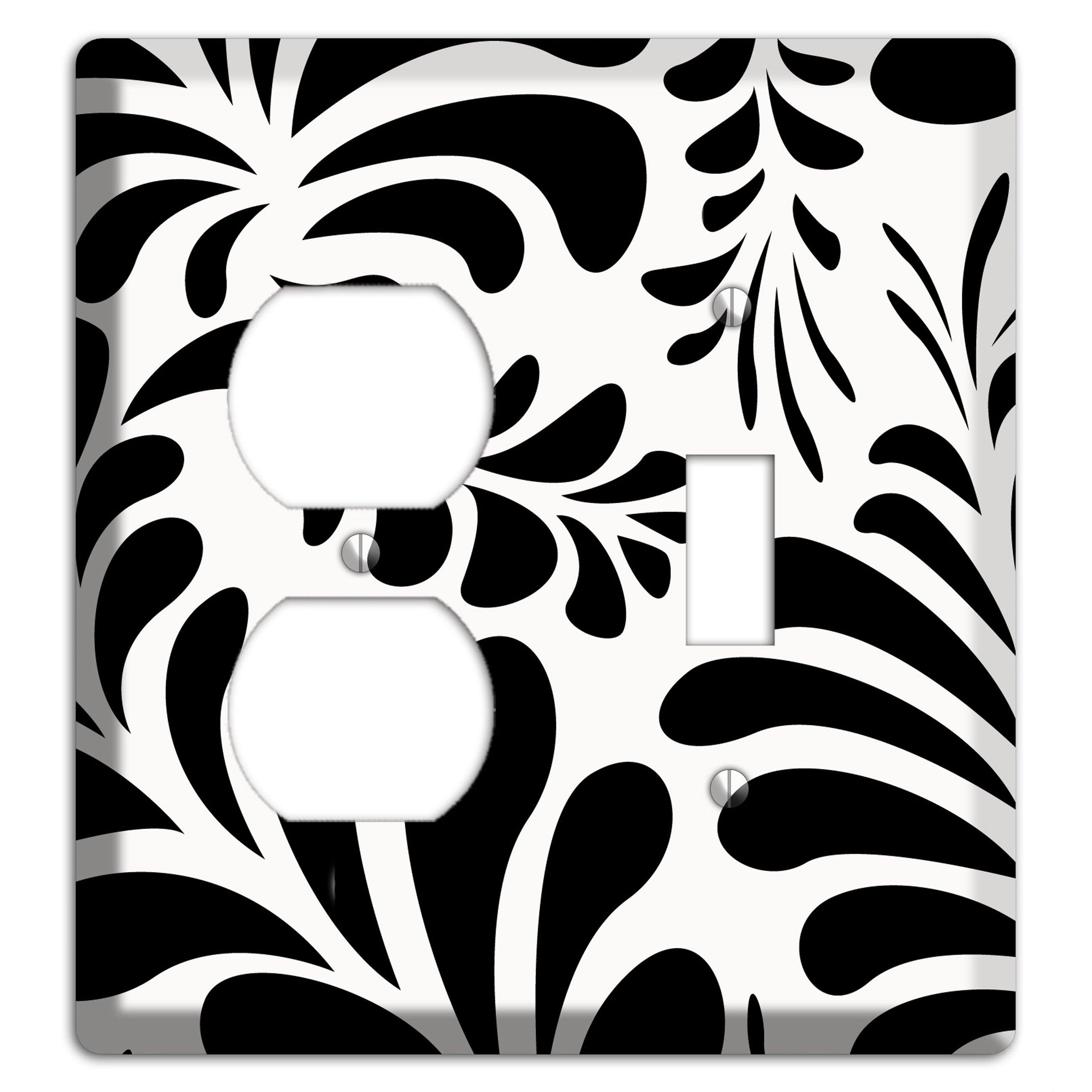 White with Black Herati Duplex / Toggle Wallplate