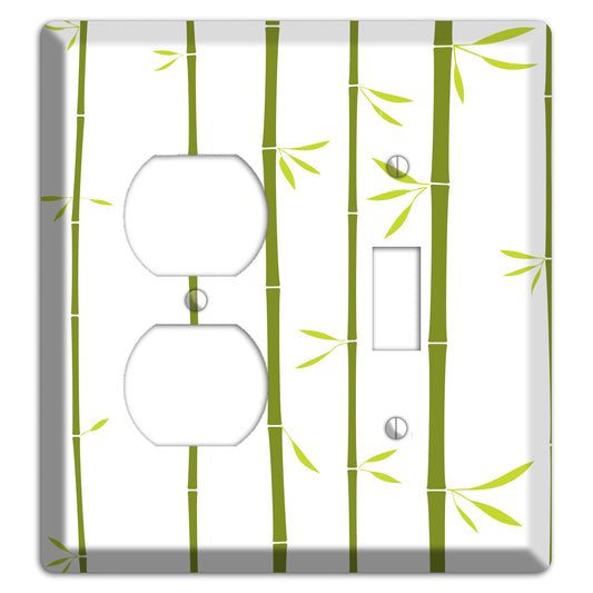 Green And White Bamboo Duplex / Toggle Wallplate