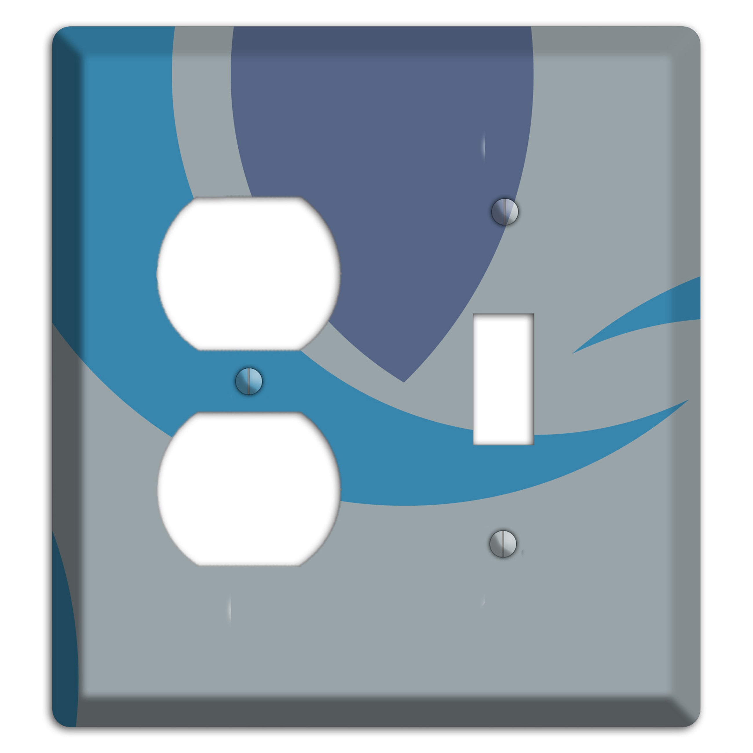Grey and Blue Abstract Duplex / Toggle Wallplate