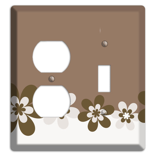 Brown Hippie Flowers Duplex / Toggle Wallplate