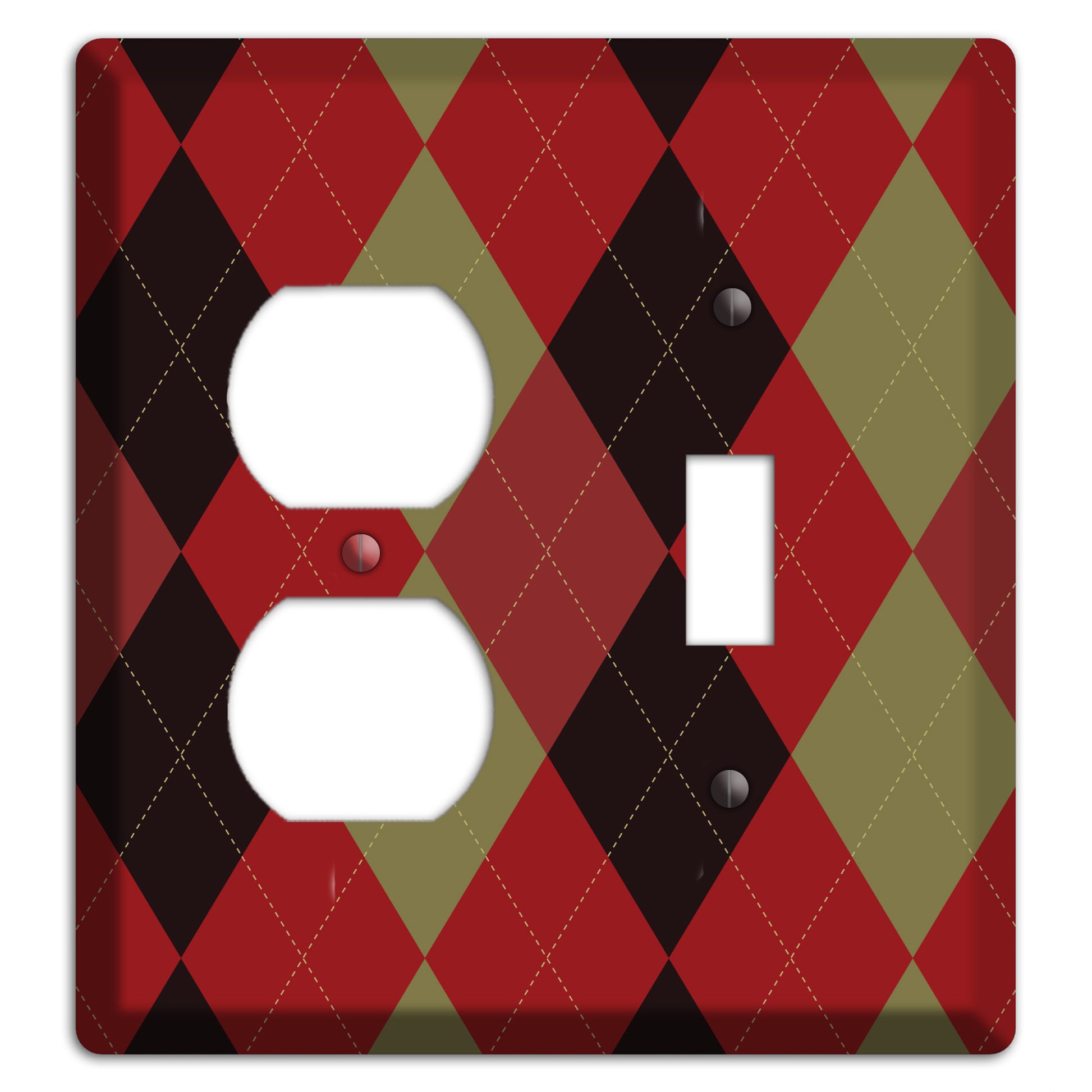 Red Olive Black Argyle Duplex / Toggle Wallplate