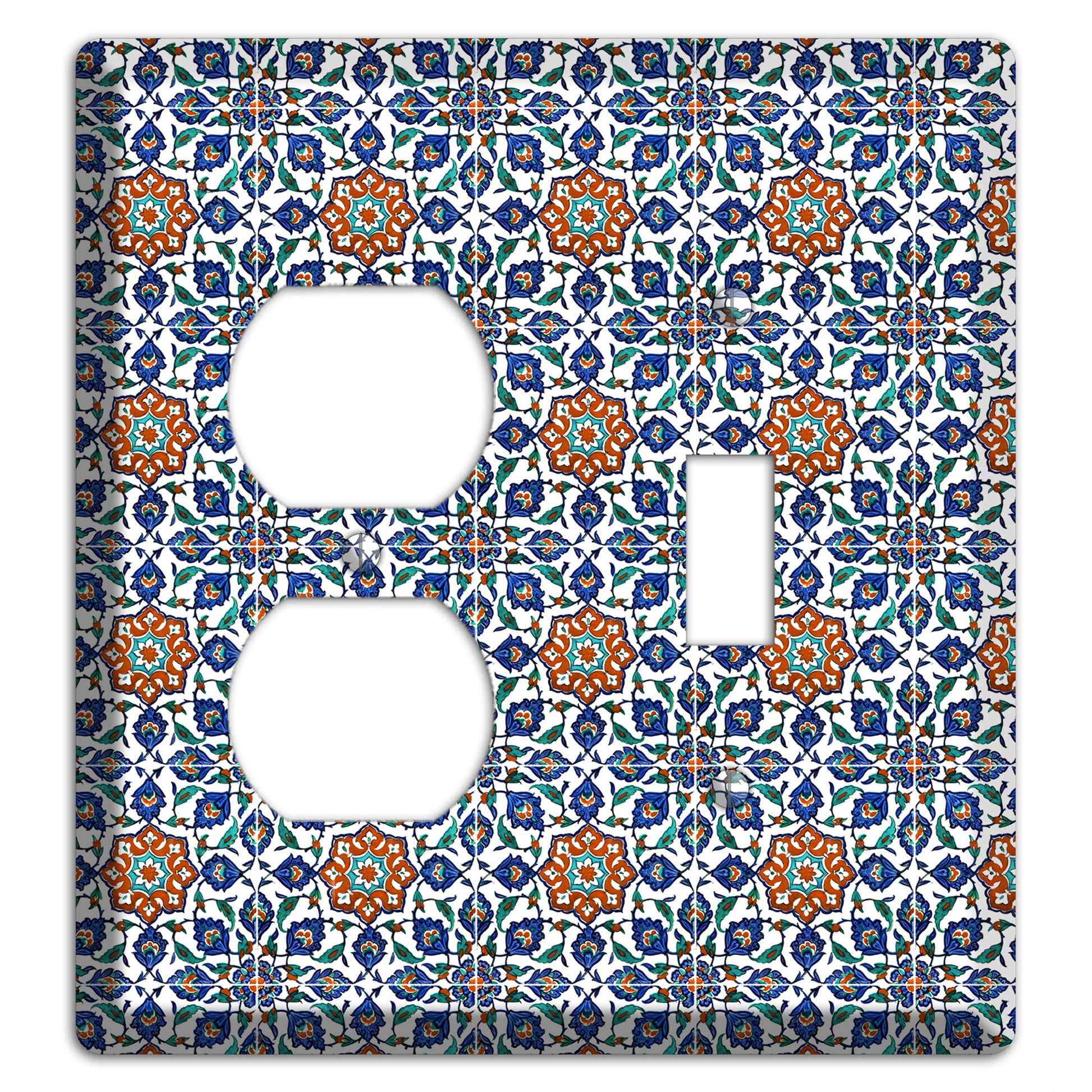 Ornate Floral Tile Duplex / Toggle Wallplate