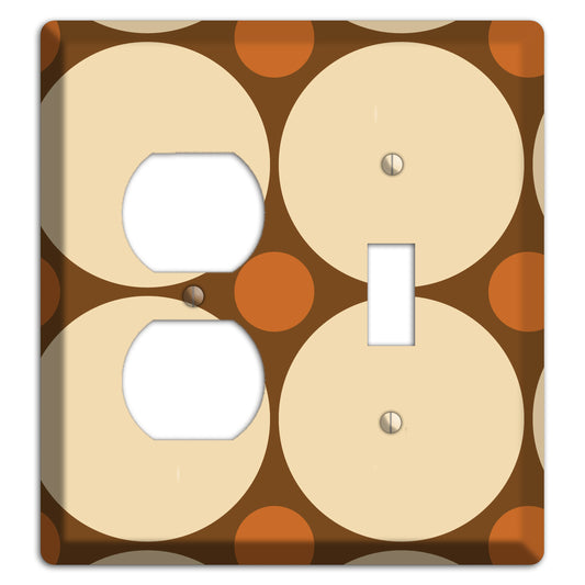 Brown with Beige and Umber Multi Tiled Large Dots Duplex / Toggle Wallplate