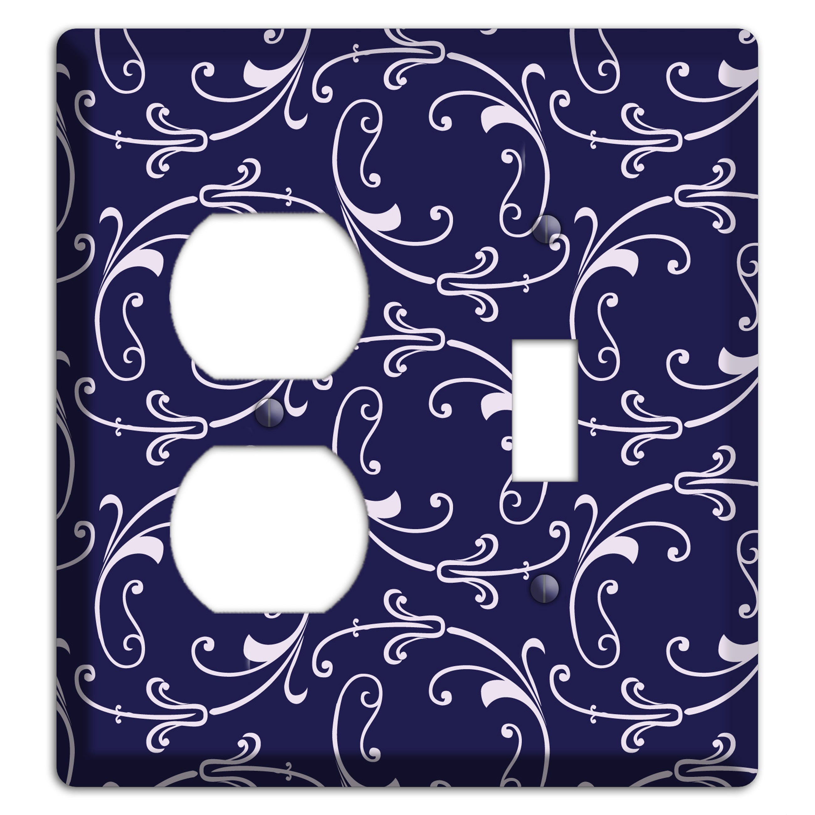 Navy Victorian Sprig Duplex / Toggle Wallplate