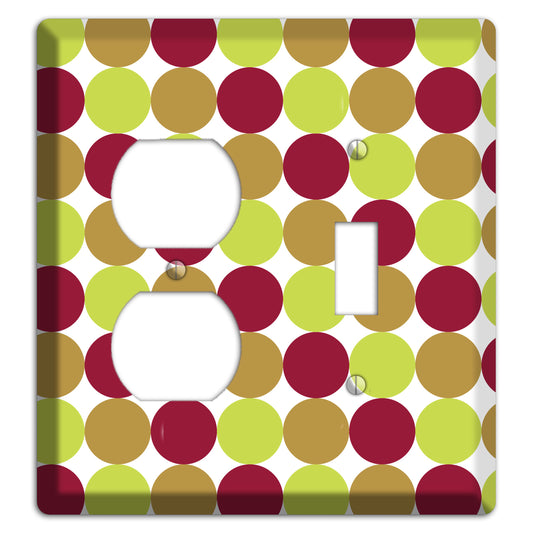 Lime Brown Maroon Tiled Dots Duplex / Toggle Wallplate