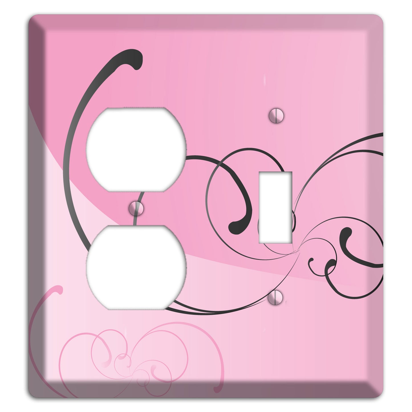 Pink Swoop Duplex / Toggle Wallplate