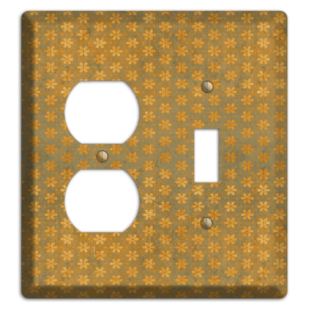 Olive Grunge Floral Contour Duplex / Toggle Wallplate