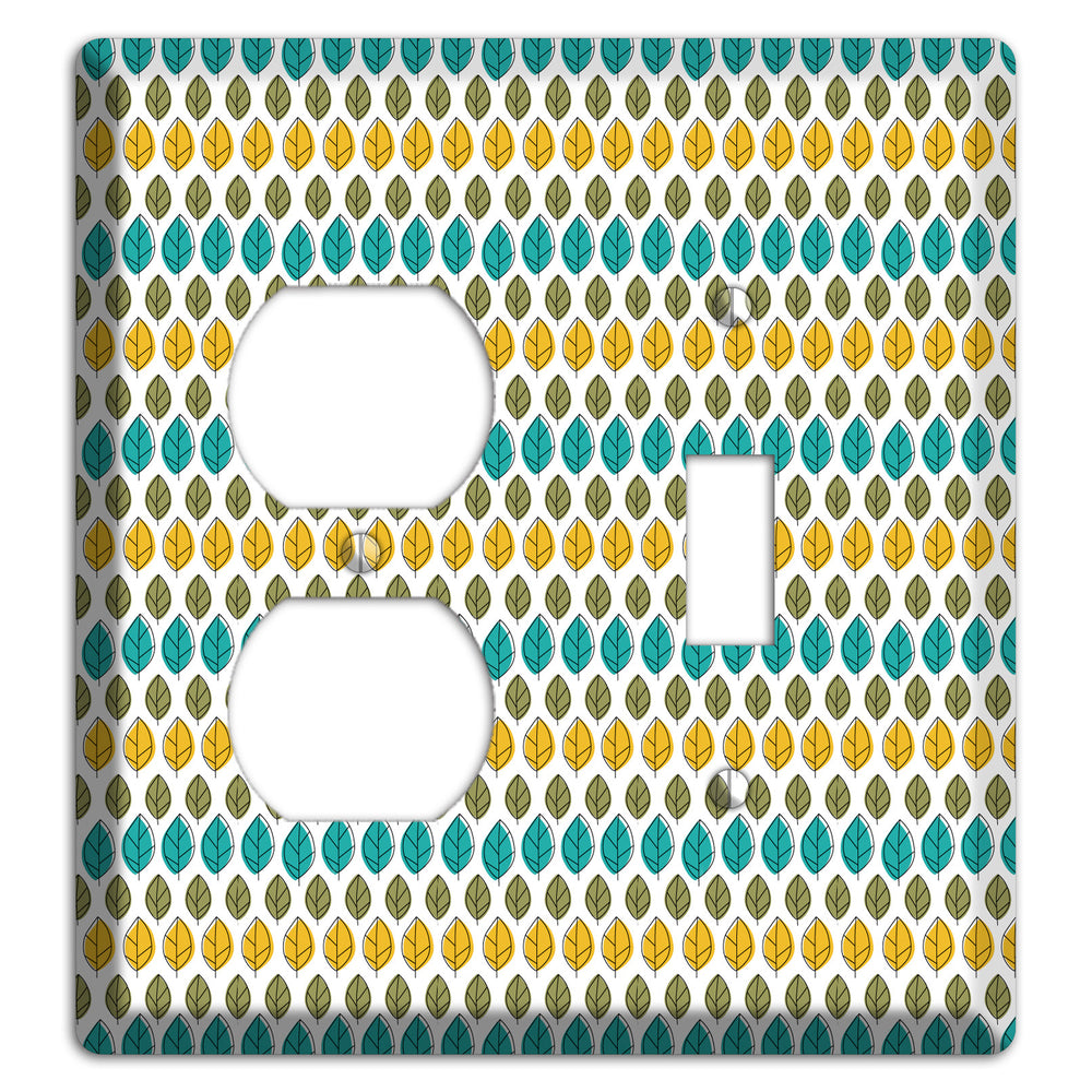 Turquoise Multi Olive Leaf Contour Duplex / Toggle Wallplate