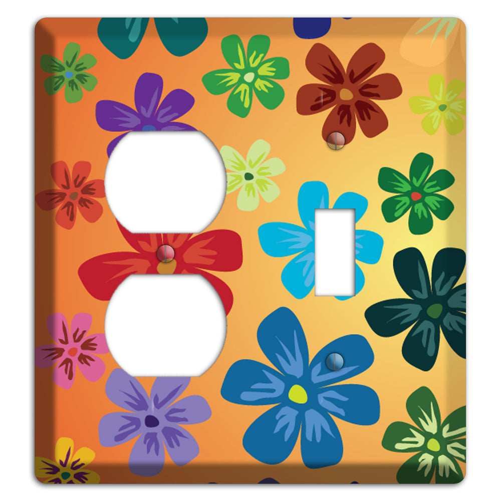 Brown Flowers Duplex / Toggle Wallplate