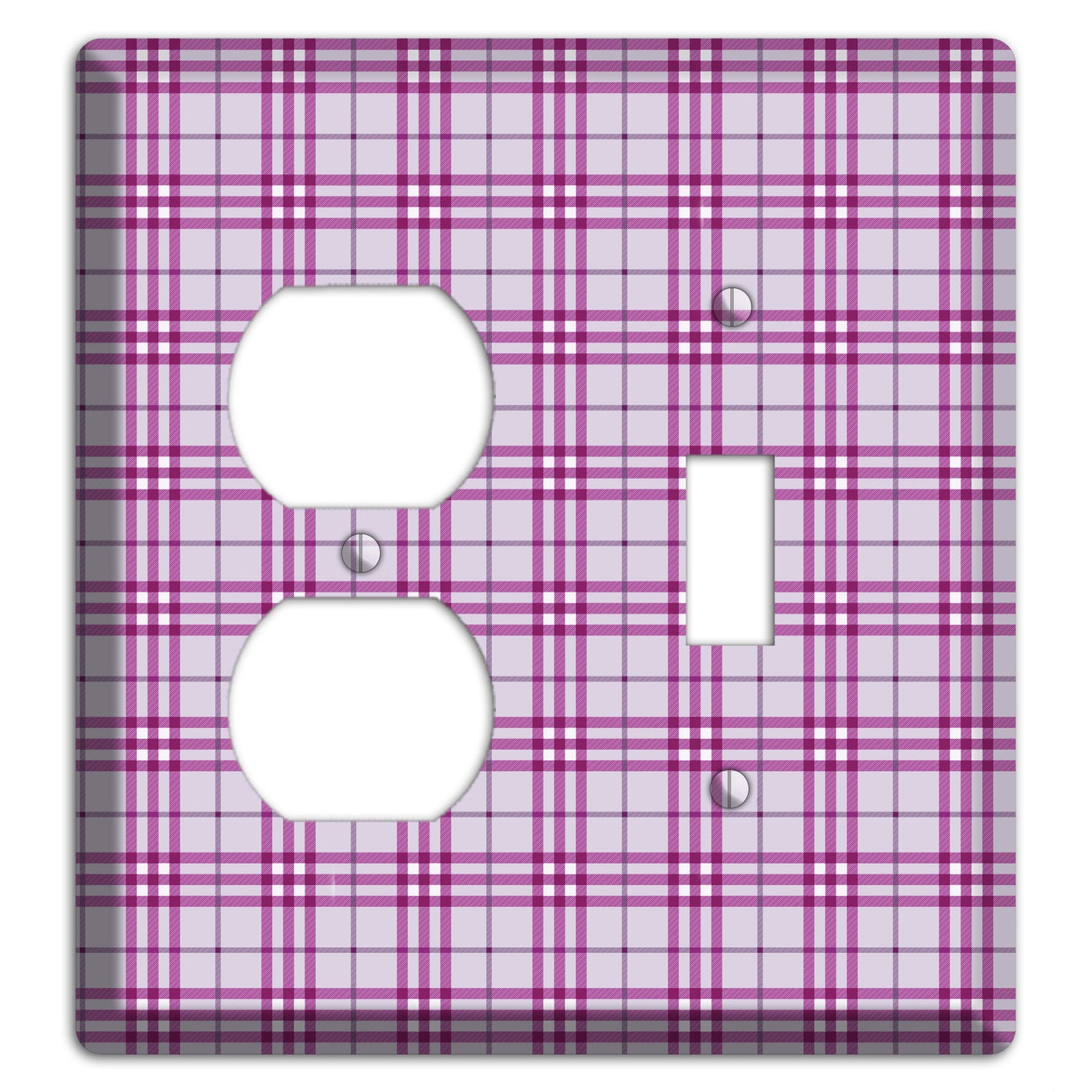Purple Plaid Duplex / Toggle Wallplate